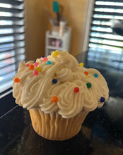 Load image into Gallery viewer, Vegan Vanilla Cupcakes, topped with our signature vegan frosting
